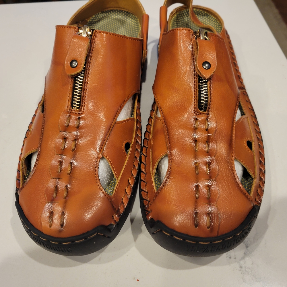 Men's Tan Leather Slip-On Shoes